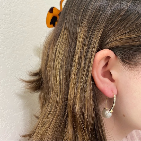 💙Pearl Crystal Zircon Wire Hooks Earrings - Picture 3 of 14